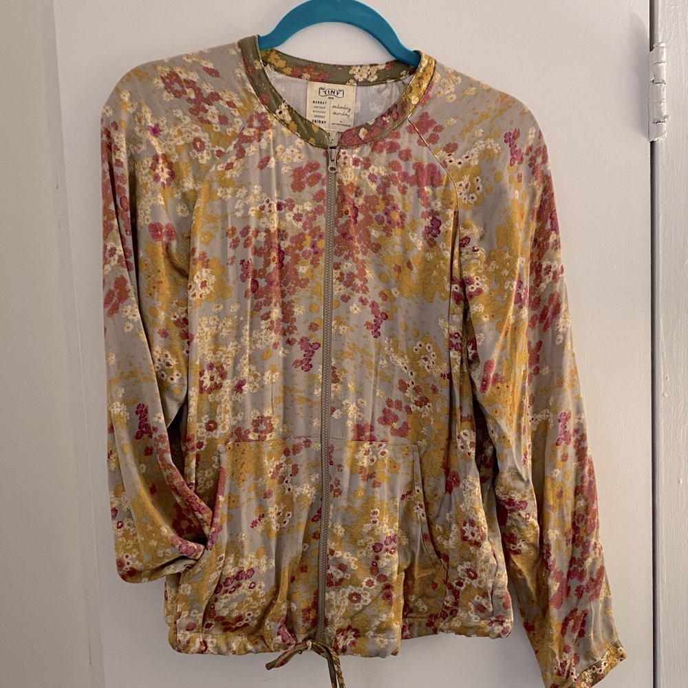 Anthropologie Like New Floral Lightweight Bomber Jacket size small